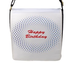 Halftone Circle With Squares Flap Closure Messenger Bag (large) by rizovdesign