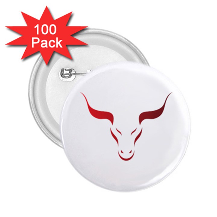 Stylized Symbol Red Bull Icon Design 2.25  Button (100 pack)