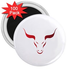 Stylized Symbol Red Bull Icon Design 3  Button Magnet (100 Pack)