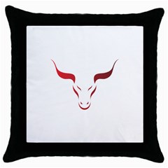 Stylized Symbol Red Bull Icon Design Black Throw Pillow Case by rizovdesign