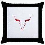 Stylized Symbol Red Bull Icon Design Black Throw Pillow Case Front