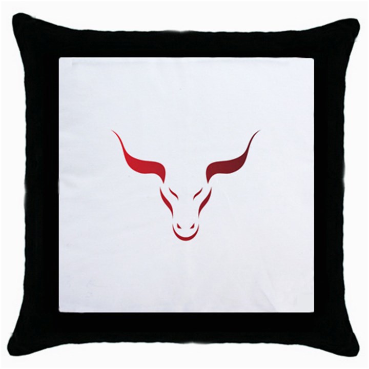 Stylized Symbol Red Bull Icon Design Black Throw Pillow Case