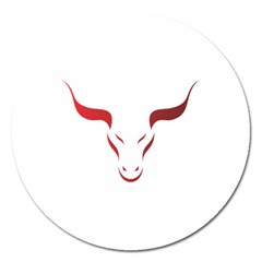 Stylized Symbol Red Bull Icon Design Magnet 5  (round) by rizovdesign