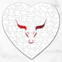 Stylized Symbol Red Bull Icon Design Jigsaw Puzzle (heart) by rizovdesign