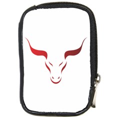 Stylized Symbol Red Bull Icon Design Compact Camera Leather Case