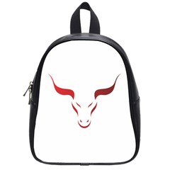 Stylized Symbol Red Bull Icon Design School Bag (small) by rizovdesign