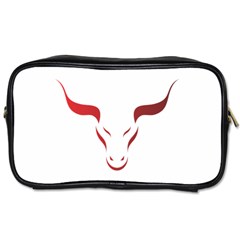 Stylized Symbol Red Bull Icon Design Travel Toiletry Bag (two Sides) by rizovdesign