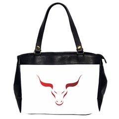 Stylized Symbol Red Bull Icon Design Oversize Office Handbag (two Sides) by rizovdesign