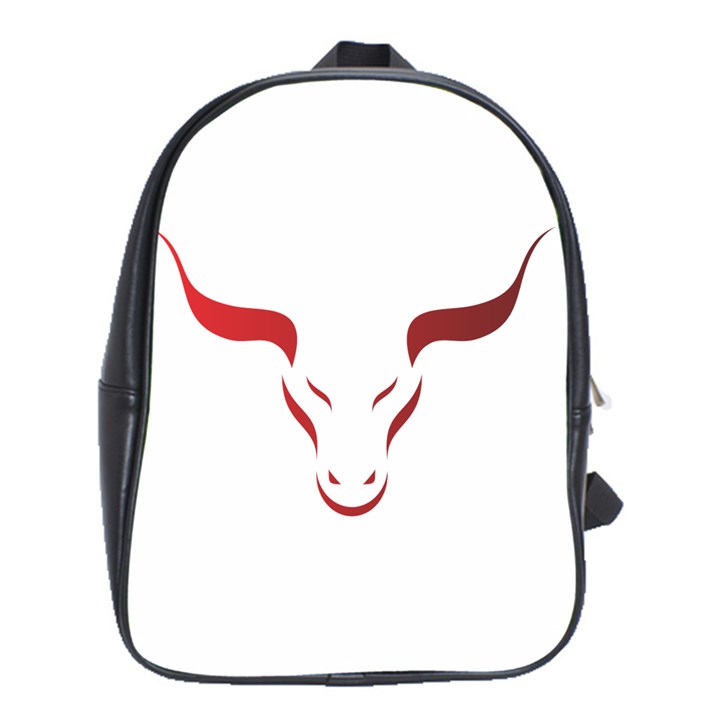 Stylized Symbol Red Bull Icon Design School Bag (XL)