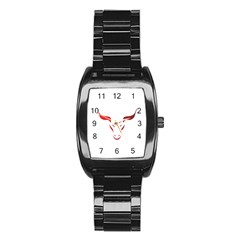 Stylized Symbol Red Bull Icon Design Stainless Steel Barrel Watch by rizovdesign