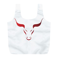 Stylized Symbol Red Bull Icon Design Reusable Bag (l) by rizovdesign