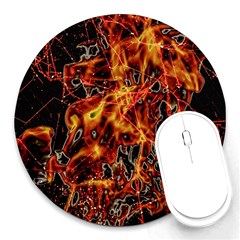 On Fire 8  Mouse Pad (round)