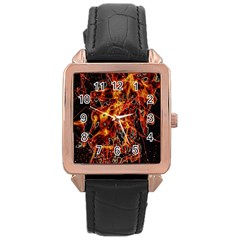 On Fire Rose Gold Leather Watch 