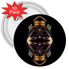 African Goddess 3  Button (10 Pack)