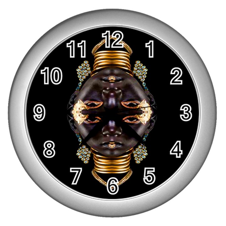 African Goddess Wall Clock (Silver)