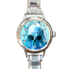 Skull In Water Round Italian Charm Watch by icarusismartdesigns