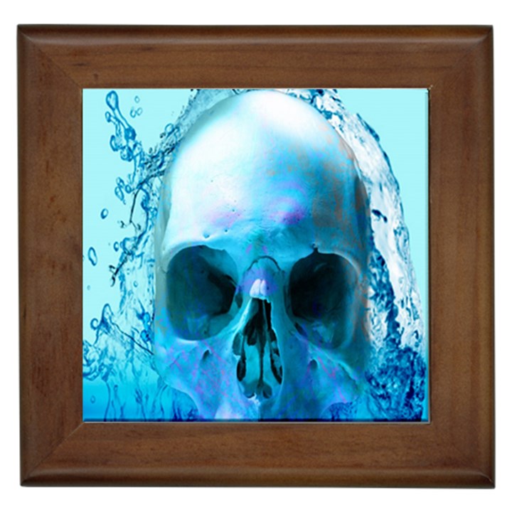 Skull In Water Framed Ceramic Tile