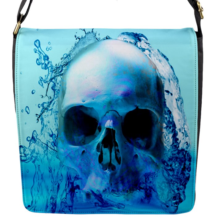 Skull In Water Flap Closure Messenger Bag (Small)