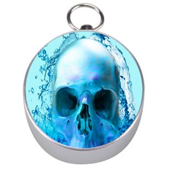 Skull In Water Silver Compass by icarusismartdesigns