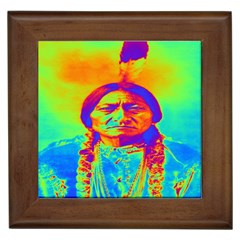 Sitting Bull Framed Ceramic Tile by icarusismartdesigns