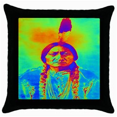 Sitting Bull Black Throw Pillow Case by icarusismartdesigns