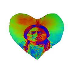 Sitting Bull 16  Premium Heart Shape Cushion  by icarusismartdesigns