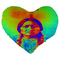 Sitting Bull 19  Premium Heart Shape Cushion by icarusismartdesigns