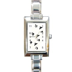 Waterproof Temporary Tattoo -----three Birds Rectangular Italian Charm Watch by zaasim