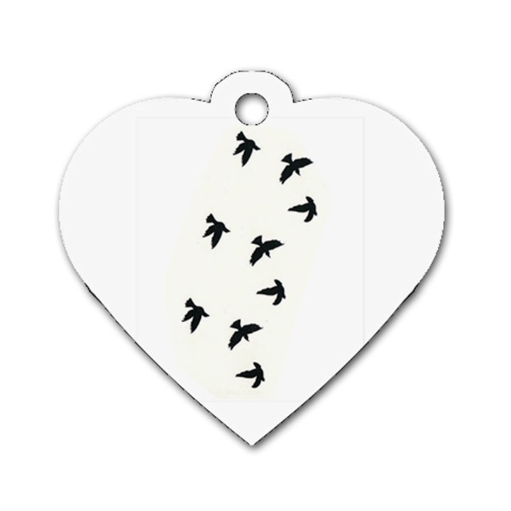 Waterproof Temporary Tattoo -----Three birds Dog Tag Heart (One Sided) 