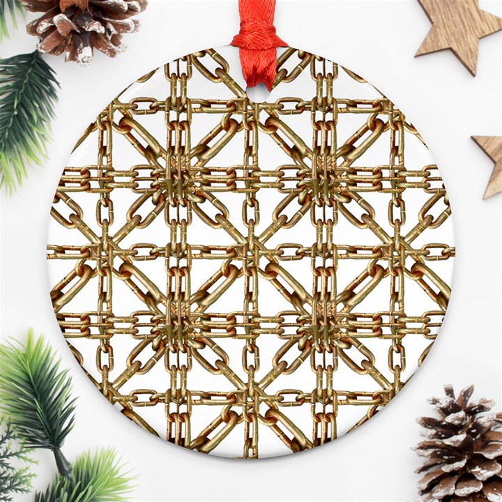 Chain Pattern Collage Round Ornament (Two Sides)