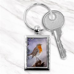 Robin On Log Key Chain (rectangle)