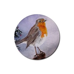 Robin On Log Drink Coasters 4 Pack (round)