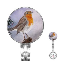 Robin On Log Stainless Steel Nurses Watch by ArtByThree