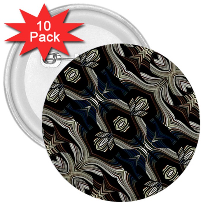 Fancy Ornament Print 3  Button (10 pack)