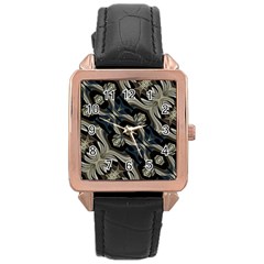 Fancy Ornament Print Rose Gold Leather Watch  by dflcprints