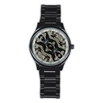 Fancy Ornament Print Sport Metal Watch (Black) Front