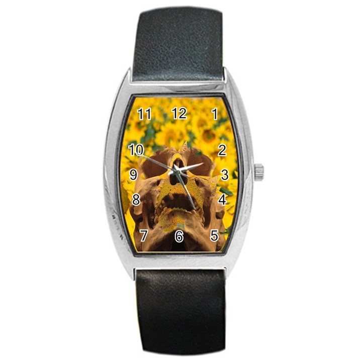 Sunflowers Tonneau Leather Watch