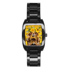 Sunflowers Stainless Steel Barrel Watch