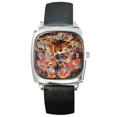 Abstract 4 Square Leather Watch