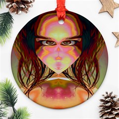 Cat Woman Round Ornament