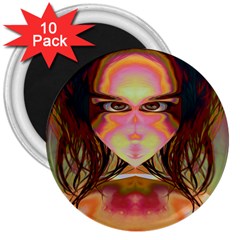 Cat Woman 3  Button Magnet (10 Pack)