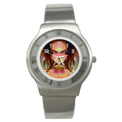 Cat Woman Stainless Steel Watch (slim) by icarusismartdesigns