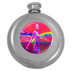 Cyborg Mask Hip Flask (round) by icarusismartdesigns