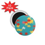 Puzzle Pieces 1.75  Button Magnet (10 pack) Front