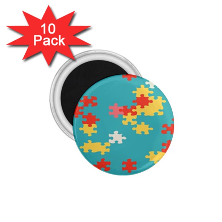 Puzzle Pieces 1.75  Button Magnet (10 pack)