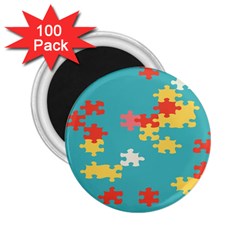 Puzzle Pieces 2 25  Button Magnet (100 Pack)