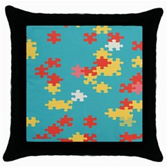 Puzzle Pieces Black Throw Pillow Case by LalyLauraFLM