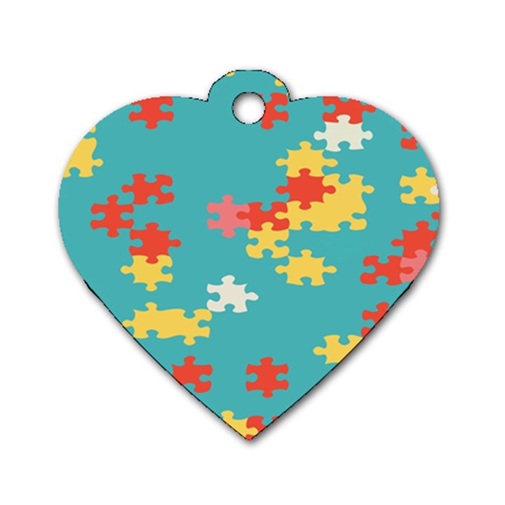 Puzzle Pieces Dog Tag Heart (One Sided) 