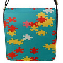 Puzzle Pieces Flap Closure Messenger Bag (small)