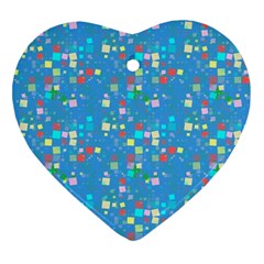 Colorful Squares Pattern Ornament (heart)